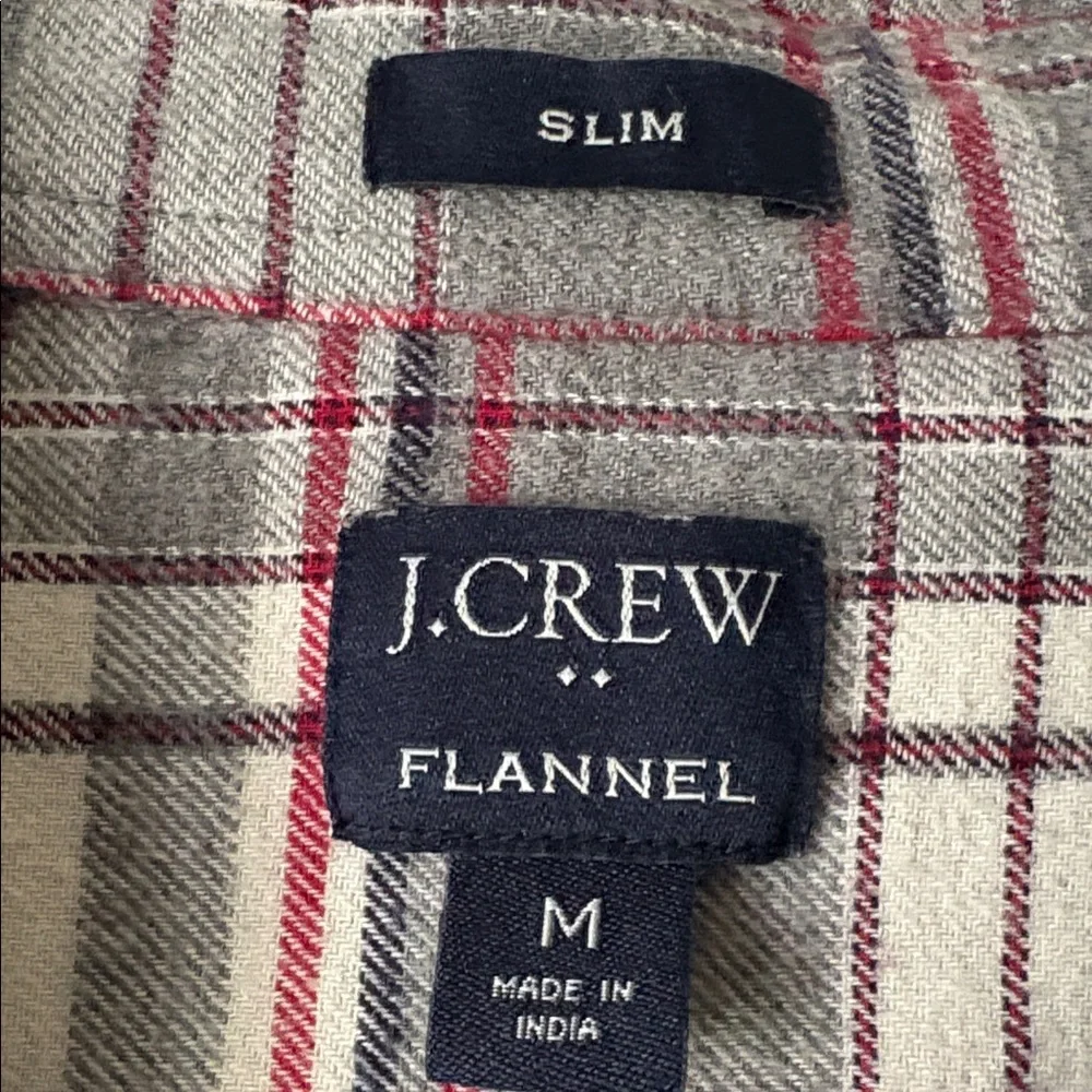 J. Crew Men's Plaid Button-Down Shirt in Cream, Gray & Red